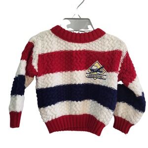 Aerotour Striped Cable Knit Sweater‎ Red White Blue Size 3 Months 90s Vintage